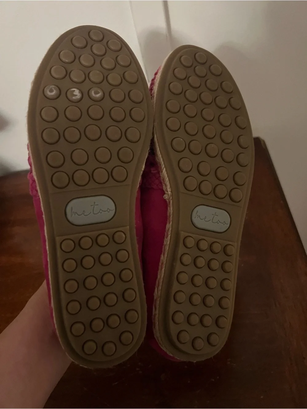 Me Too Lynx espadrille flats woven fuchsia suede upper jute-wrapped sole size 8